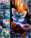 Spring Butterflies & Sparkles In Nature Collage Background