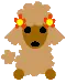 brown poodle with flowers