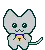 dancing gray cat with a bell