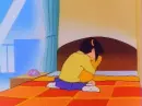 scared anime girl on her room
