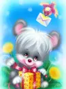 mouse holding a present