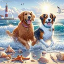 Two Gorgeous dogs at the Beach