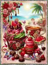 Watermelon Beach tea Background - Style 4