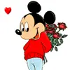 Mickey Mouse with a flower