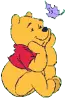 Pooh looking at a leaf