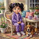 Cute Girl and her Basset Hound