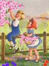 children picking flowers