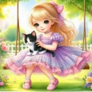 Cute girl and her kitty #3