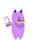 purple cat playing the flute