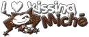 I heart kissing Miché [glitter text]