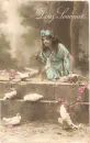 TINTED PHOTO-YOUNG GIRL-BIRDS-MAILED 1919