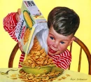 post,corn flakes,1958,breakfast,boy,retro