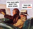 couple,man,women,rain,car,home,retro