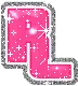 letter R pink glitter