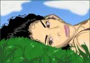 On the grass