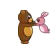Bear and  Pink Bunny hug 