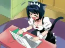 Cat maid on computer