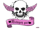 michigan girl light pink skull