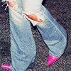 ripped jeans pink shoes