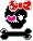 Black Skull with Heart + Ribbon