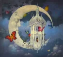 Moon and butterflies