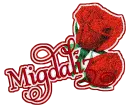 Red roses with migdaliz name