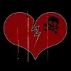 broken black heart with a white skull with heart shaped socket