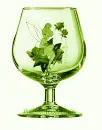 Tink and roses in a glass