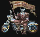 Viking with a harley davidson flag