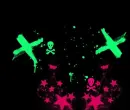 skulls with pink and green