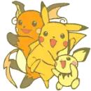 Pichu, Pikachu and Raichu