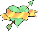 Green heart with orange ribbon