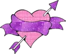 pink heart with lilac ribbon