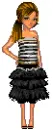 black and white dressed doll