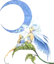 Blue fery and the moon