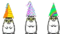 party time hamsters in colorful party hats