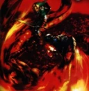 Link faces the dragon boss of the Fire Temple, Volvagia. 