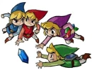 "It's mine!" The Links scramble to get the rupee. 