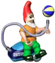 man on vaccume