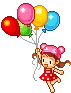 fly away balloons and girl