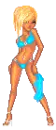 doll with blue and pink bikini