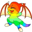 Shoyru in rainbow paint