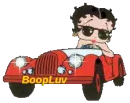 Betty boop drivng red car