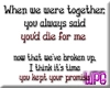 keep your promise