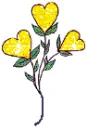 three yellow hearts