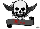 lex black w/red heart skull