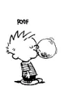 Calvin blows bubble