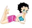 Betty Boop is laying and  look at you