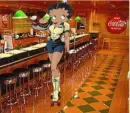 Betty Boop working  and Coca Cola there