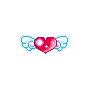 cute red heart with wings